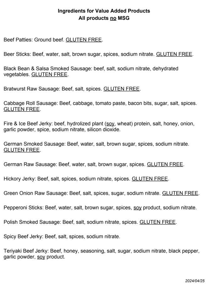 Ingredients for Value Added Products